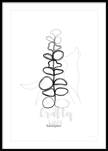 Eucalyptus Plant Art - Single Line Art