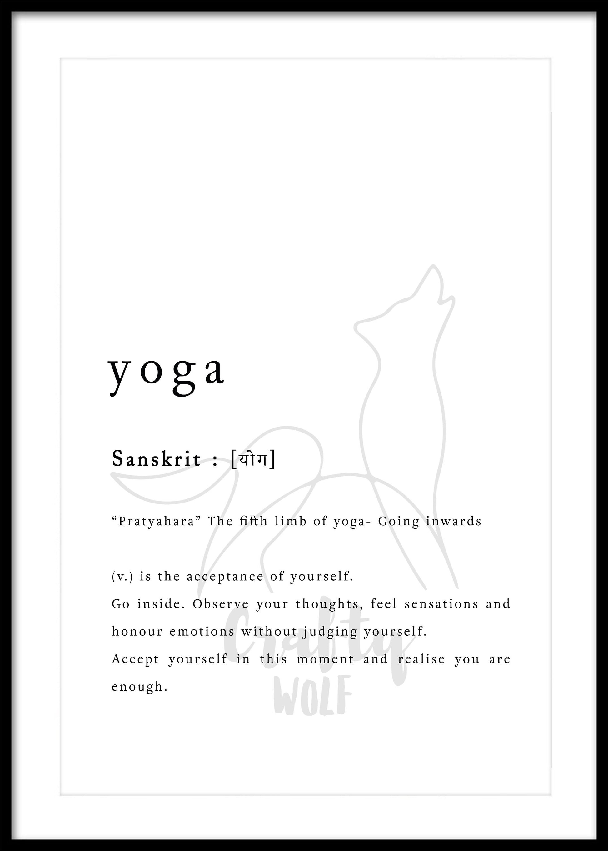 Yoga Poster, Yoga Illustration, Yoga Lover Gift, Boho Yoga Art, Affirmation Wall Art, Wellness Quote, Definition Print, Yoga Wall Art Quotes