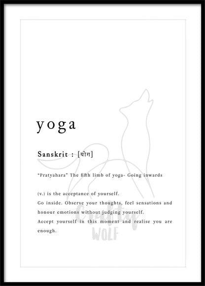 Yoga Poster, Yoga Illustration, Yoga Lover Gift, Boho Yoga Art, Affirmation Wall Art, Wellness Quote, Definition Print, Yoga Wall Art Quotes