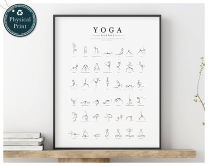Yoga Poses Poster, Yoga Asanas Print, Yoga Wall Art, Yoga Line Art, Yoga Studio Decor, Yoga Lover Gift, Minimal Poster, Continuous Line Art