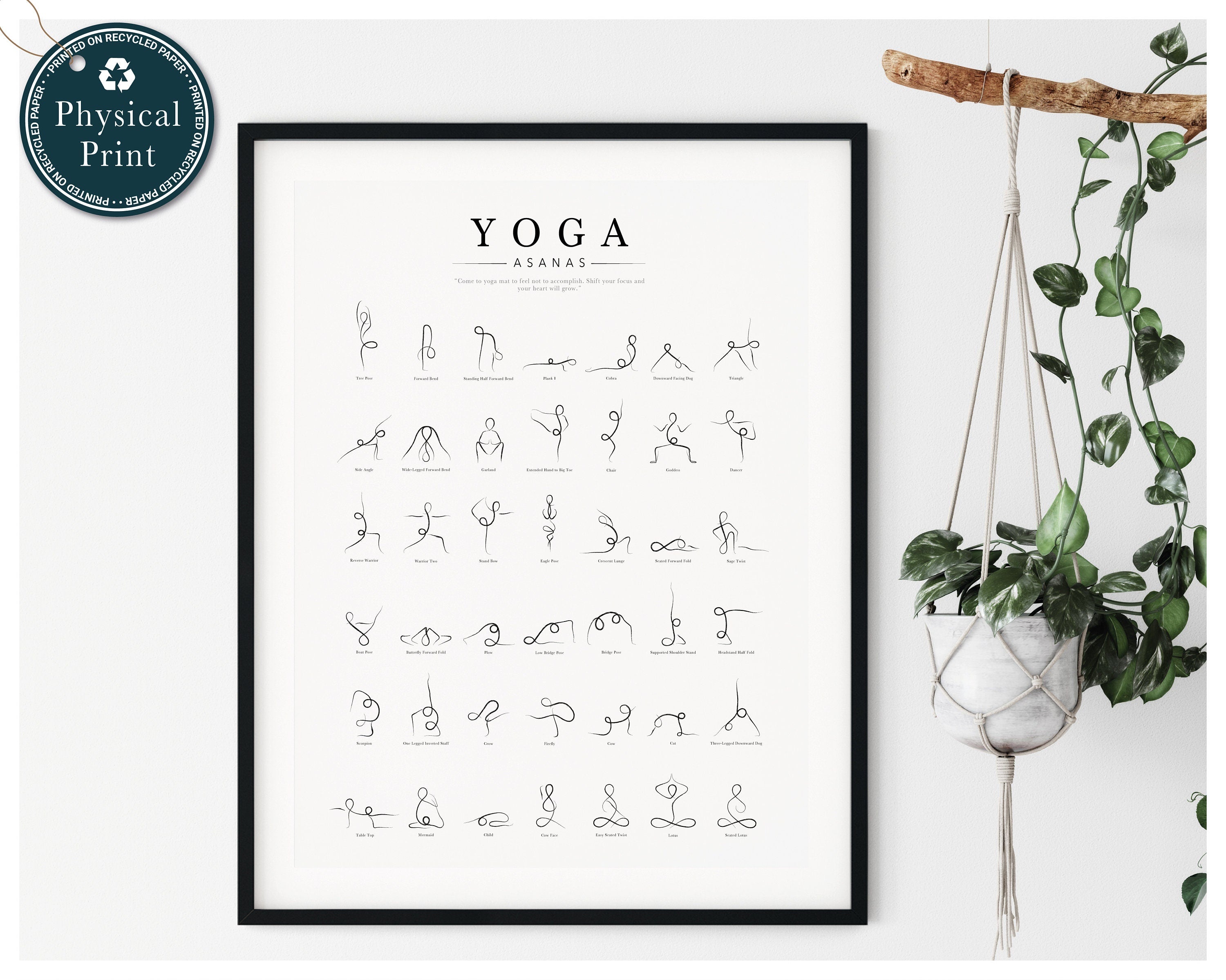 Yoga Poses Poster Yoga Meditation Watercolor Print Inspirational Quotes |  Uhomate