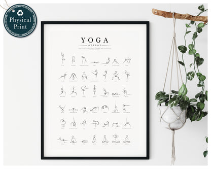 Yoga Poses Poster, Yoga Asanas Print, Yoga Wall Art, Yoga Line Art, Yoga Studio Decor, Yoga Lover Gift, Minimal Poster, Continuous Line Art