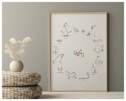 Yoga Poses Poster, Yoga Art Print, Unicorn Nursery Art, Nursery Wall Art Giraffe, Animal Nursery Prints, Childrens Bedroom Wall Decor