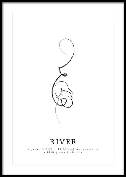 On The Day You Were Born Print, New Baby Gift Personalised, Baby Girl Nursery, New Baby Boy Gift, Unique New Mom Gift, Nursery line art