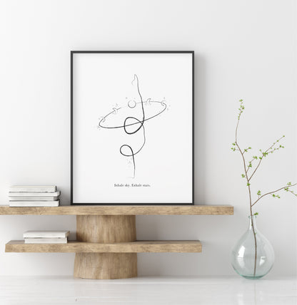 Yoga Pose Poster, Yoga Asana Print, Yoga Wall Art, Yoga Line Art, Yoga Studio Decor, Yoga Lover Gift, Minimal Poster, Astrology Art Print