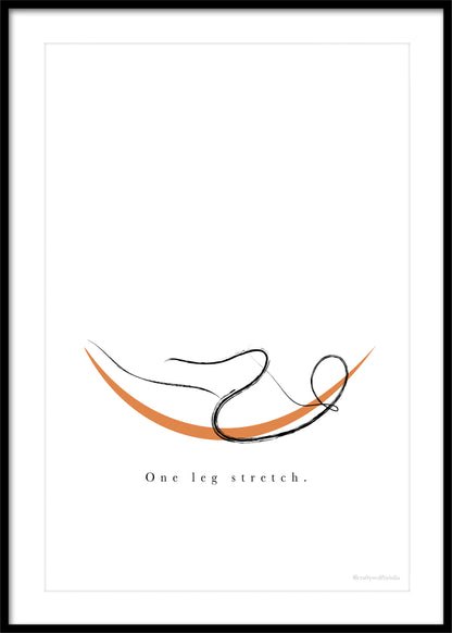 'One Leg Stretch' Pose - Minimalist Pilates Wall Art